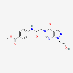 molecular formula C17H17N5O5 B2855588 methyl 4-{2-[1-(2-hydroxyethyl)-4-oxo-1H,4H,5H-pyrazolo[3,4-d]pyrimidin-5-yl]acetamido}benzoate CAS No. 899742-70-2