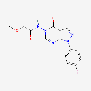molecular formula C14H12FN5O3 B2855607 N-(1-(4-fluorophenyl)-4-oxo-1H-pyrazolo[3,4-d]pyrimidin-5(4H)-yl)-2-methoxyacetamide CAS No. 941930-02-5