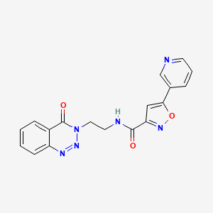 molecular formula C18H14N6O3 B2855628 N-(2-(4-oxobenzo[d][1,2,3]triazin-3(4H)-yl)ethyl)-5-(pyridin-3-yl)isoxazole-3-carboxamide CAS No. 2034375-92-1