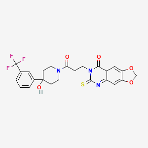 7-(3-{4-hydroxy-4-[3-(trifluoromethyl)phenyl]piperidin-1-yl}-3-oxopropyl)-6-sulfanylidene-2H,5H,6H,7H,8H-[1,3]dioxolo[4,5-g]quinazolin-8-one