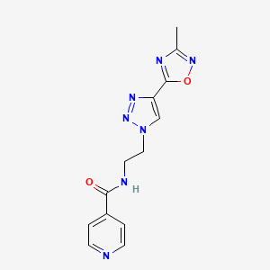 molecular formula C13H13N7O2 B2855646 N-(2-(4-(3-methyl-1,2,4-oxadiazol-5-yl)-1H-1,2,3-triazol-1-yl)ethyl)isonicotinamide CAS No. 2034599-35-2