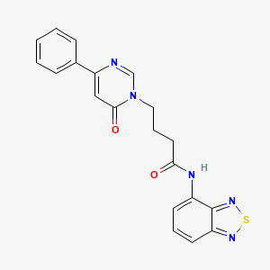 molecular formula C20H17N5O2S B2855694 N-(2,1,3-benzothiadiazol-4-yl)-4-(6-oxo-4-phenyl-1,6-dihydropyrimidin-1-yl)butanamide CAS No. 1226448-68-5