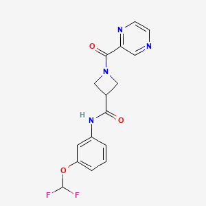 molecular formula C16H14F2N4O3 B2855740 N-[3-(difluoromethoxy)phenyl]-1-(pyrazine-2-carbonyl)azetidine-3-carboxamide CAS No. 1396750-85-8