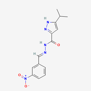B2855780 (E)-3-isopropyl-N'-(3-nitrobenzylidene)-1H-pyrazole-5-carbohydrazide CAS No. 403659-82-5