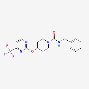 molecular formula C18H19F3N4O2 B2855786 N-benzyl-4-{[4-(trifluoromethyl)pyrimidin-2-yl]oxy}piperidine-1-carboxamide CAS No. 2380141-15-9