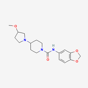 molecular formula C18H25N3O4 B2855805 N-(2H-1,3-benzodioxol-5-yl)-4-(3-methoxypyrrolidin-1-yl)piperidine-1-carboxamide CAS No. 2309308-38-9