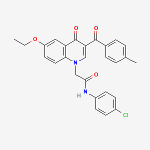 molecular formula C27H23ClN2O4 B2855829 N-(4-chlorophenyl)-2-[6-ethoxy-3-(4-methylbenzoyl)-4-oxo-1,4-dihydroquinolin-1-yl]acetamide CAS No. 895651-01-1