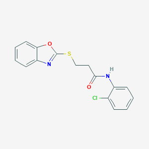 molecular formula C16H13ClN2O2S B285584 3-(1,3-benzoxazol-2-ylsulfanyl)-N-(2-chlorophenyl)propanamide 