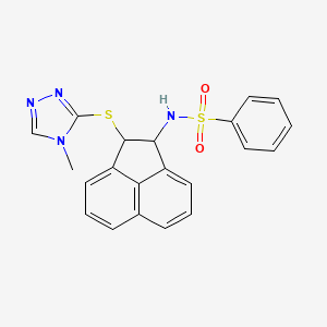 molecular formula C21H18N4O2S2 B2855866 N-(2-((4-methyl-4H-1,2,4-triazol-3-yl)thio)-1,2-dihydroacenaphthylen-1-yl)benzenesulfonamide CAS No. 371216-94-3