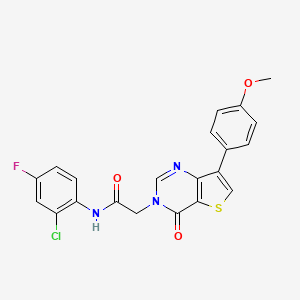 molecular formula C21H15ClFN3O3S B2855930 N-(2-chloro-4-fluorophenyl)-2-[7-(4-methoxyphenyl)-4-oxo-3H,4H-thieno[3,2-d]pyrimidin-3-yl]acetamide CAS No. 1207047-24-2