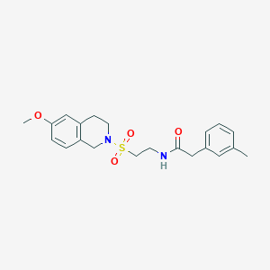 molecular formula C21H26N2O4S B2855953 N-(2-((6-methoxy-3,4-dihydroisoquinolin-2(1H)-yl)sulfonyl)ethyl)-2-(m-tolyl)acetamide CAS No. 922066-19-1