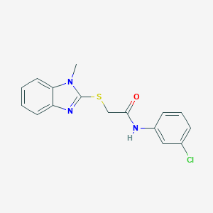 molecular formula C16H14ClN3OS B285596 N-(3-CHLOROPHENYL)-2-[(1-METHYL-1,3-BENZODIAZOL-2-YL)SULFANYL]ACETAMIDE 