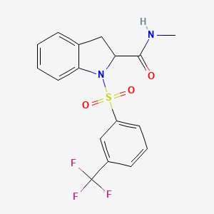 molecular formula C17H15F3N2O3S B2856013 N-methyl-1-((3-(trifluoromethyl)phenyl)sulfonyl)indoline-2-carboxamide CAS No. 1101205-65-5