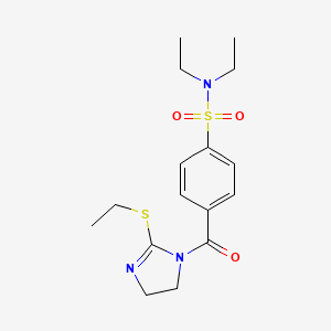 molecular formula C16H23N3O3S2 B2856100 N,N-diethyl-4-[2-(ethylsulfanyl)-4,5-dihydro-1H-imidazole-1-carbonyl]benzene-1-sulfonamide CAS No. 862826-64-0