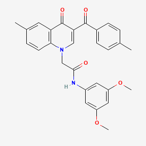 molecular formula C28H26N2O5 B2856115 N-(3,5-dimethoxyphenyl)-2-[6-methyl-3-(4-methylbenzoyl)-4-oxo-1,4-dihydroquinolin-1-yl]acetamide CAS No. 898344-33-7