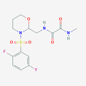 molecular formula C14H17F2N3O5S B2856127 N'-{[3-(2,5-difluorobenzenesulfonyl)-1,3-oxazinan-2-yl]methyl}-N-methylethanediamide CAS No. 869071-97-6