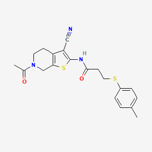 molecular formula C20H21N3O2S2 B2856137 N-(6-acetyl-3-cyano-4,5,6,7-tetrahydrothieno[2,3-c]pyridin-2-yl)-3-(p-tolylthio)propanamide CAS No. 898415-96-8