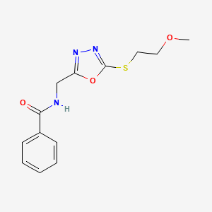 molecular formula C13H15N3O3S B2856152 N-({5-[(2-methoxyethyl)sulfanyl]-1,3,4-oxadiazol-2-yl}methyl)benzamide CAS No. 921106-54-9