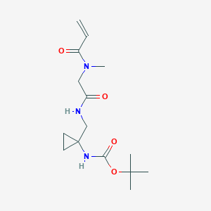 molecular formula C15H25N3O4 B2856163 Tert-butyl N-[1-[[[2-[methyl(prop-2-enoyl)amino]acetyl]amino]methyl]cyclopropyl]carbamate CAS No. 2361889-00-9