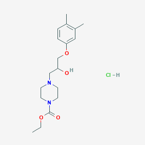 molecular formula C18H29ClN2O4 B2856199 Ethyl 4-[3-(3,4-dimethylphenoxy)-2-hydroxypropyl]piperazine-1-carboxylate hydrochloride CAS No. 473803-90-6