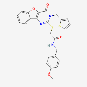 N-(4-methoxybenzyl)-2-{[4-oxo-3-(thiophen-2-ylmethyl)-3,4-dihydro[1]benzofuro[3,2-d]pyrimidin-2-yl]sulfanyl}acetamide