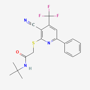 N-tert-butyl-2-{[3-cyano-6-phenyl-4-(trifluoromethyl)pyridin-2-yl]sulfanyl}acetamide