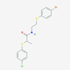 molecular formula C17H17BrClNOS2 B2856217 N-{2-[(4-bromophenyl)sulfanyl]ethyl}-2-[(4-chlorophenyl)sulfanyl]propanamide CAS No. 337923-63-4