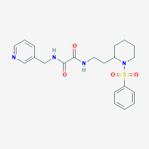 molecular formula C21H26N4O4S B2856219 N1-(2-(1-(phenylsulfonyl)piperidin-2-yl)ethyl)-N2-(pyridin-3-ylmethyl)oxalamide CAS No. 898444-66-1