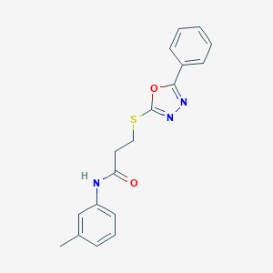 molecular formula C18H17N3O2S B285622 N-(3-methylphenyl)-3-[(5-phenyl-1,3,4-oxadiazol-2-yl)sulfanyl]propanamide 