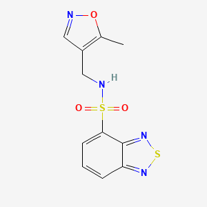 molecular formula C11H10N4O3S2 B2856247 N-((5-methylisoxazol-4-yl)methyl)benzo[c][1,2,5]thiadiazole-4-sulfonamide CAS No. 2034405-12-2