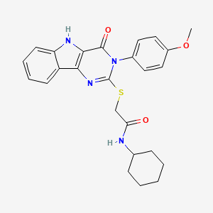molecular formula C25H26N4O3S B2856248 N-cyclohexyl-2-{[3-(4-methoxyphenyl)-4-oxo-3H,4H,5H-pyrimido[5,4-b]indol-2-yl]sulfanyl}acetamide CAS No. 536707-46-7
