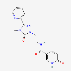 molecular formula C16H16N6O3 B2856283 N-(2-(4-methyl-5-oxo-3-(pyridin-2-yl)-4,5-dihydro-1H-1,2,4-triazol-1-yl)ethyl)-6-oxo-1,6-dihydropyridine-3-carboxamide CAS No. 1396687-16-3