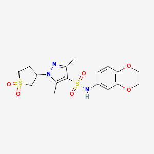molecular formula C17H21N3O6S2 B2856302 N-(2,3-dihydro-1,4-benzodioxin-6-yl)-1-(1,1-dioxo-1lambda6-thiolan-3-yl)-3,5-dimethyl-1H-pyrazole-4-sulfonamide CAS No. 942668-86-2