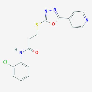 molecular formula C16H13ClN4O2S B285631 N-(2-chlorophenyl)-3-{[5-(4-pyridinyl)-1,3,4-oxadiazol-2-yl]thio}propanamide 