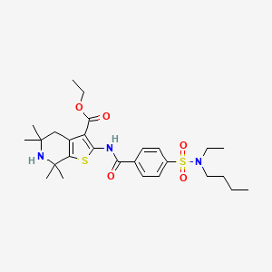 molecular formula C27H39N3O5S2 B2856334 ethyl 2-(4-(N-butyl-N-ethylsulfamoyl)benzamido)-5,5,7,7-tetramethyl-4,5,6,7-tetrahydrothieno[2,3-c]pyridine-3-carboxylate CAS No. 449782-86-9