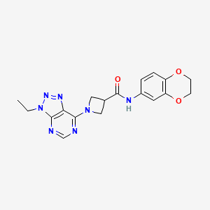 molecular formula C18H19N7O3 B2856374 N-(2,3-dihydro-1,4-benzodioxin-6-yl)-1-{3-ethyl-3H-[1,2,3]triazolo[4,5-d]pyrimidin-7-yl}azetidine-3-carboxamide CAS No. 1448060-62-5