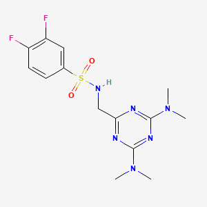 molecular formula C14H18F2N6O2S B2856385 N-((4,6-bis(dimethylamino)-1,3,5-triazin-2-yl)methyl)-3,4-difluorobenzenesulfonamide CAS No. 2034519-27-0