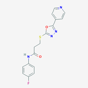 molecular formula C16H13FN4O2S B285640 N-(4-fluorophenyl)-3-{[5-(4-pyridinyl)-1,3,4-oxadiazol-2-yl]thio}propanamide 