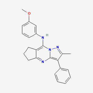 molecular formula C23H22N4O B2856403 N-(3-methoxyphenyl)-11-methyl-10-phenyl-1,8,12-triazatricyclo[7.3.0.0^{3,7}]dodeca-2,7,9,11-tetraen-2-amine CAS No. 896835-99-7