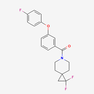 molecular formula C20H18F3NO2 B2856429 1,1-Difluoro-6-[3-(4-fluorophenoxy)benzoyl]-6-azaspiro[2.5]octane CAS No. 2319833-13-9
