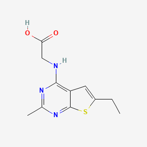 molecular formula C11H13N3O2S B2856437 2-((6-Ethyl-2-methylthieno[2,3-d]pyrimidin-4-yl)amino)acetic acid CAS No. 848280-81-9
