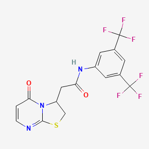 molecular formula C16H11F6N3O2S B2856448 N-(3,5-bis(trifluoromethyl)phenyl)-2-(5-oxo-3,5-dihydro-2H-thiazolo[3,2-a]pyrimidin-3-yl)acetamide CAS No. 946263-87-2