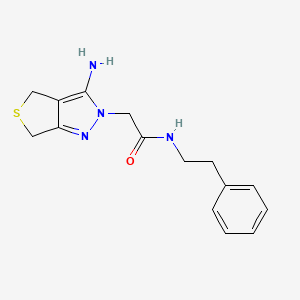 molecular formula C15H18N4OS B2856470 2-(3-amino-4,6-dihydro-2H-thieno[3,4-c]pyrazol-2-yl)-N-phenethylacetamide CAS No. 1105190-75-7