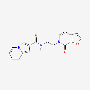 molecular formula C18H15N3O3 B2856471 N-(2-(7-oxofuro[2,3-c]pyridin-6(7H)-yl)ethyl)indolizine-2-carboxamide CAS No. 2034415-04-6
