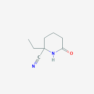molecular formula C8H12N2O B2856472 2-Ethyl-6-oxopiperidine-2-carbonitrile CAS No. 2111733-28-7