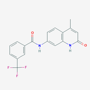 molecular formula C18H13F3N2O2 B2856475 N-(4-methyl-2-oxo-1,2-dihydroquinolin-7-yl)-3-(trifluoromethyl)benzamide CAS No. 1251667-89-6