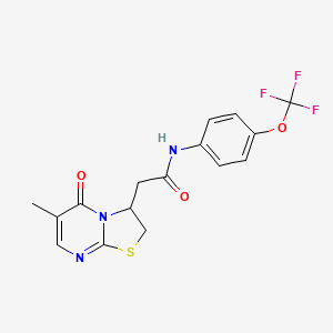 molecular formula C16H14F3N3O3S B2856489 2-(6-methyl-5-oxo-3,5-dihydro-2H-thiazolo[3,2-a]pyrimidin-3-yl)-N-(4-(trifluoromethoxy)phenyl)acetamide CAS No. 946237-84-9