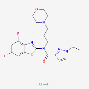 molecular formula C20H24ClF2N5O2S B2856490 N-(4,6-difluoro-1,3-benzothiazol-2-yl)-1-ethyl-N-[3-(morpholin-4-yl)propyl]-1H-pyrazole-3-carboxamide hydrochloride CAS No. 1190005-21-0