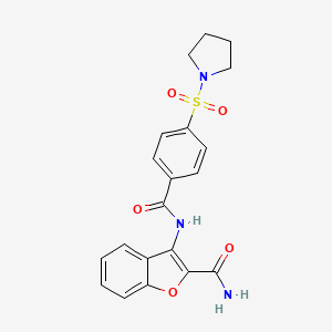 B2856494 3-(4-(Pyrrolidin-1-ylsulfonyl)benzamido)benzofuran-2-carboxamide CAS No. 398999-99-0