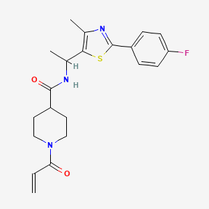 B2856512 N-[1-[2-(4-Fluorophenyl)-4-methyl-1,3-thiazol-5-yl]ethyl]-1-prop-2-enoylpiperidine-4-carboxamide CAS No. 2361897-46-1